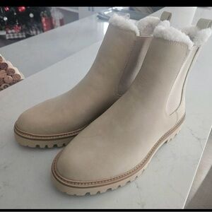 Women's Chelsea Shearling-Lined Ankle Boots in Cream 9.5, J Crew